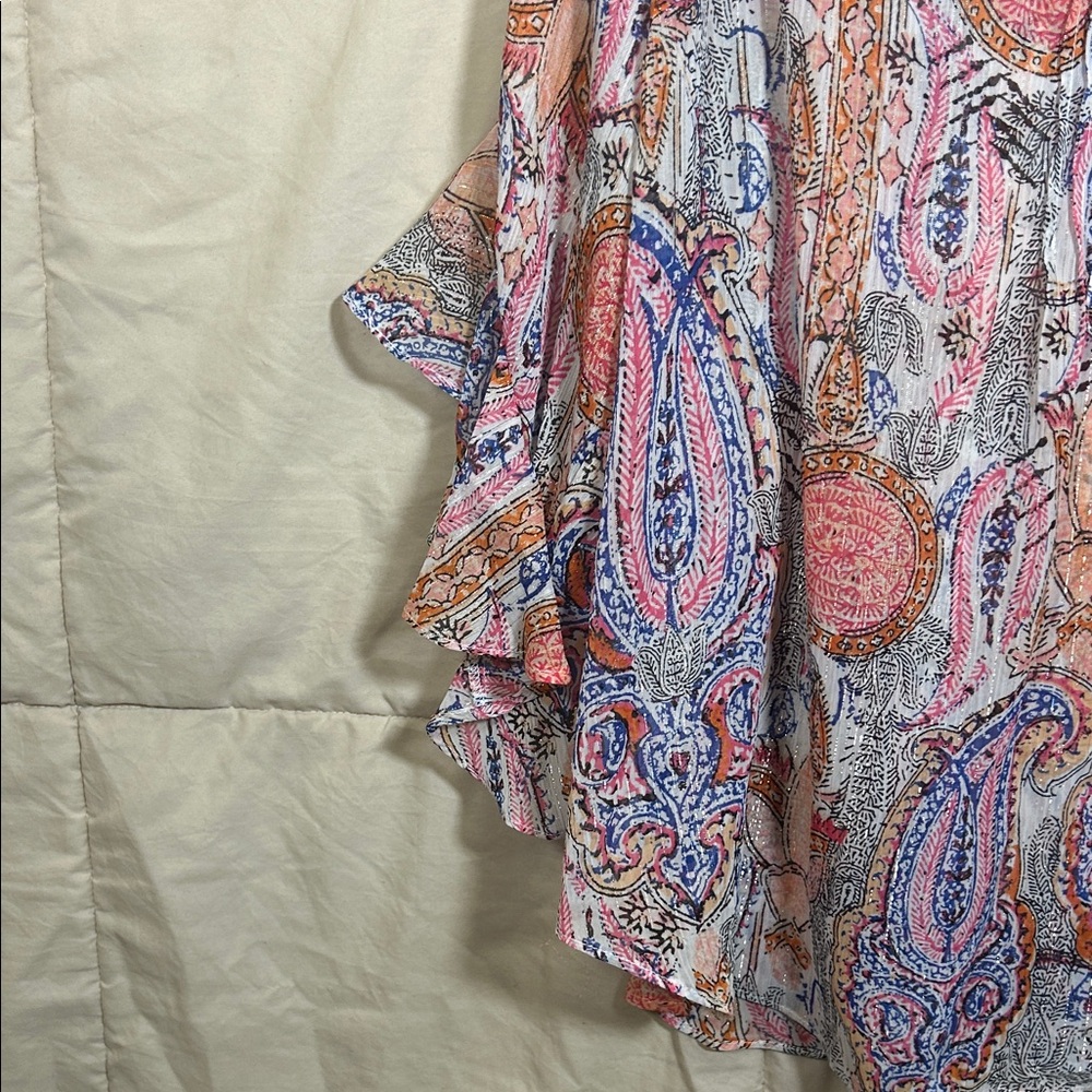 Vince Camuto Pink, Blue & Silver Paisley Blouse - Picture 5 of 9